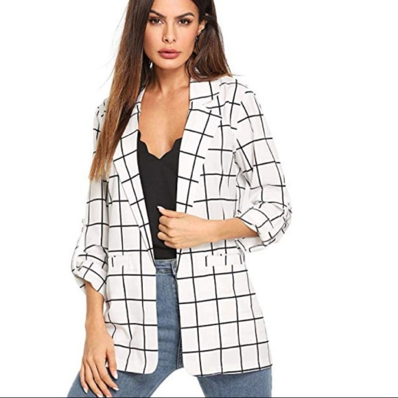 SHEIN Sweaters - Unique striped plaid kimono duster